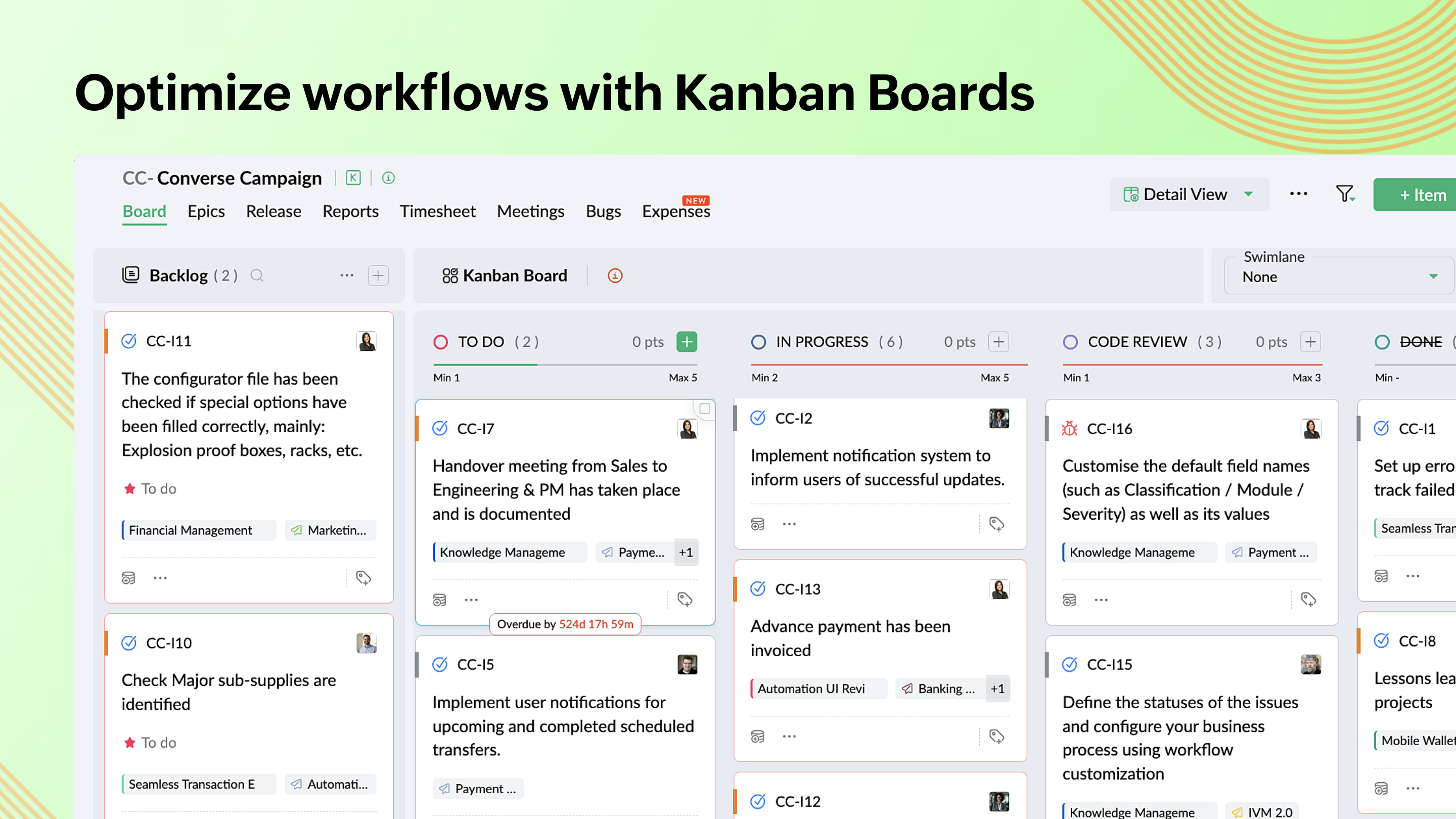 screenshot of Zoho Sprints